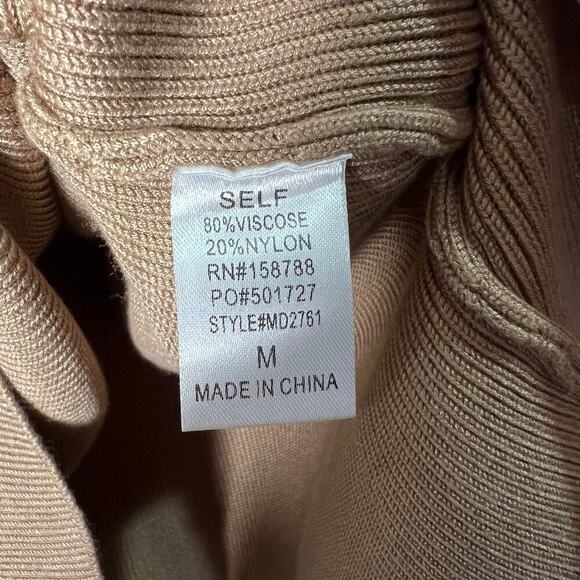 Mable Long Sleeve Mini Sweater Dress Womens M Brown Ribbed Knit Sweetheart Neck - Picture 4 of 7